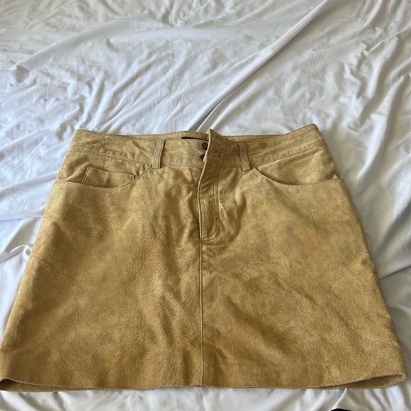 Tan leather skirt, pacific rose - Picture 1 of 5